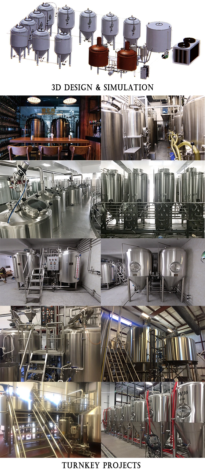 200L -2000L Industrial Micro Beer Factory Brewing Equipment for Mini Craft Stainless Steel Brewery Making System Machine Equipment