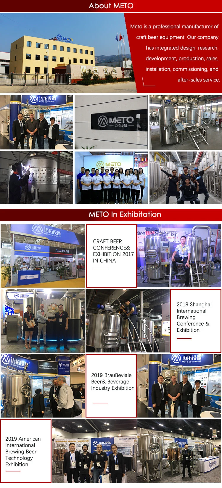 300L 500L 1000L Meto Red Copper Brewery Beer Brewing Manufacturers Equipment for Sale