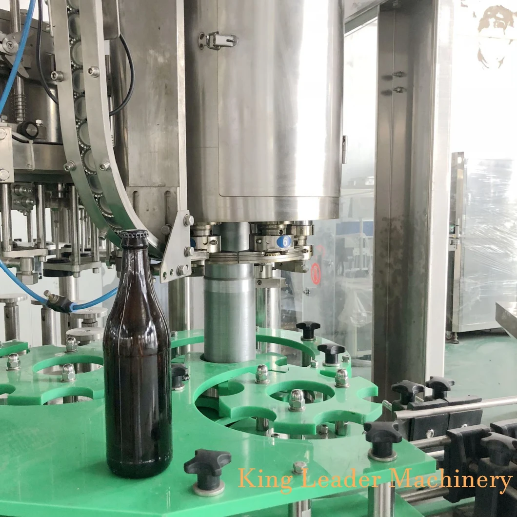 Full Automatic Glass Bottle Beer Wine Carbonated Drink Liquid Bottling Filling Machine with Crown Cover